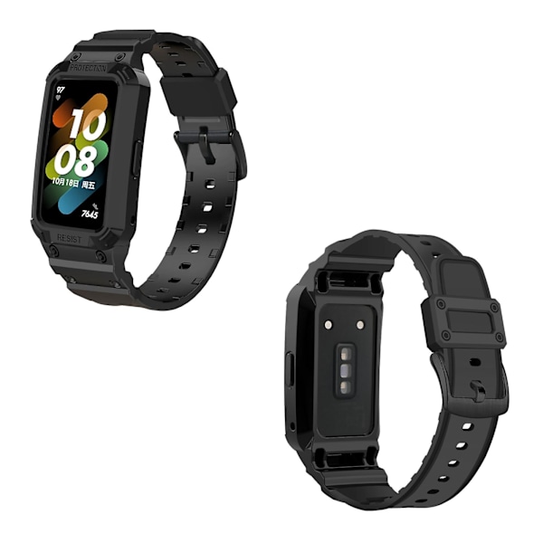Musta TPU-kellonranneke, yhteensopiva Huawei Band 7 / 6 / Honor Band 6 kanssa