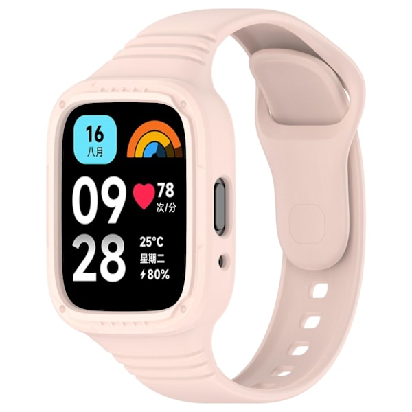 Rosa Rosa Integrert Silikonklokkereim kompatibel med Redmi Watch 3 Active