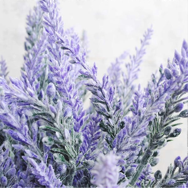 Kunstige Lavendelblomster Planter 8 Stykker, Livagtige UV-resistente Falske Buske Grønne Buske Buket Lavender 6