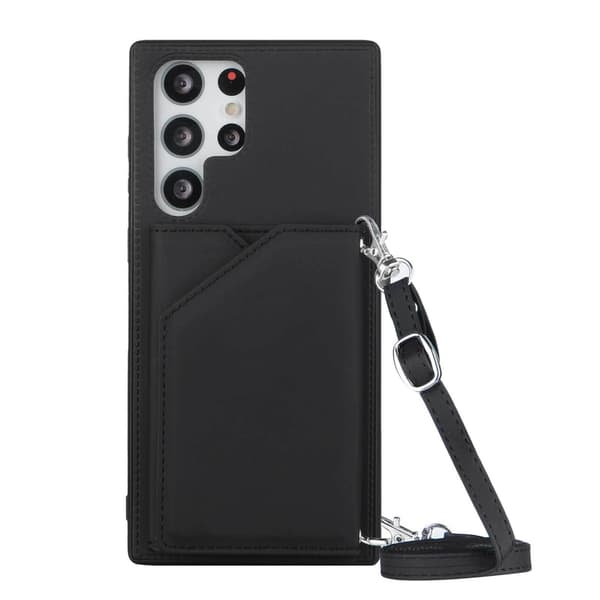 Fodral för iPhone 13 mini Svart (med lång snodd) Mjukt Kortfodral Rem Multi-Kort