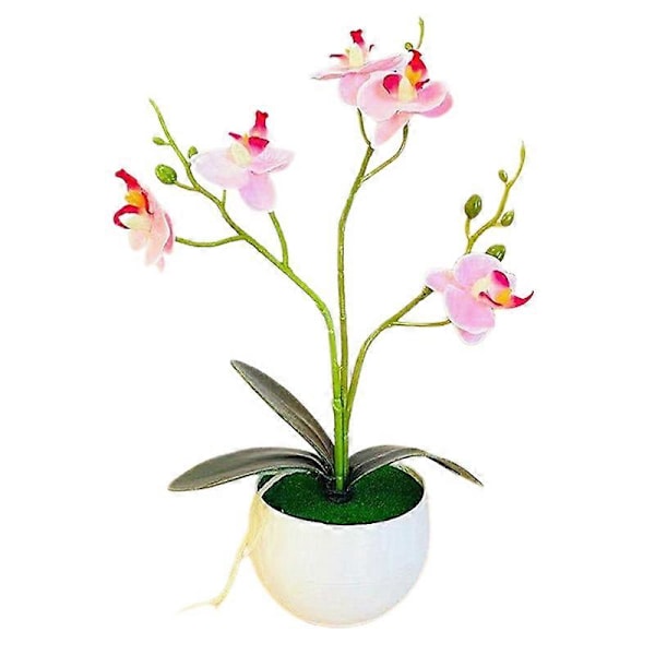 1 Sett Kunstig Potteplante Anti-deform Anti Falming Kunstig Silkeblomst Realistisk Iøynefallende Sommerfuglorkidé Blomsterbonsai for Fest Pink