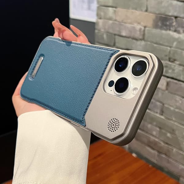Etui til iPhone 13 PROMAX Aromaterapi skinn rammeløs [blå] Aromaterapi skinn metall rammeløs magnetisk