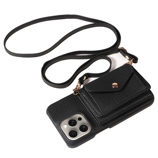 Etui til iPhone 16promax sort Wallet med kortholder