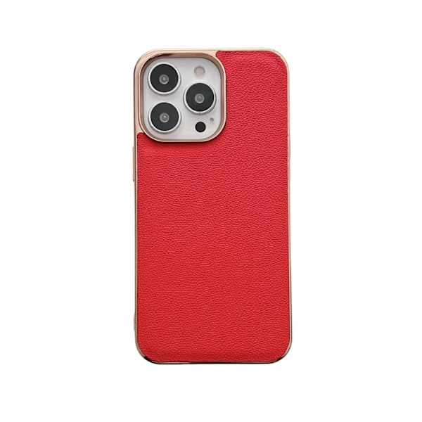 Etui til iPhone 13 Pro Rowley mønster rød Elektroplettering ægte læder Rullet læder Klassisk business enkelt