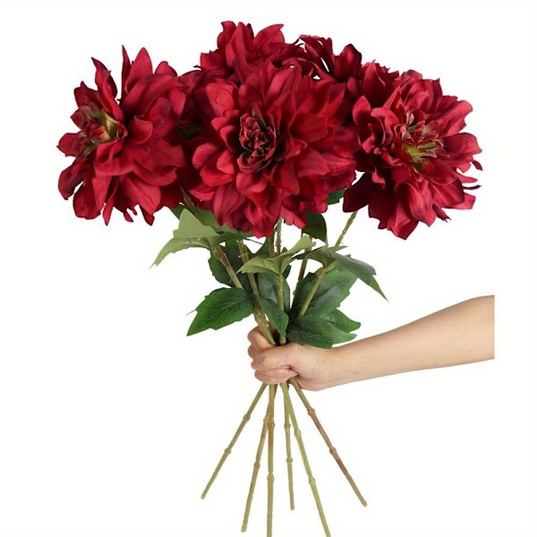 6 stk. Dahlia Kunstige Blomster 60cm Falske Blomster Silke Dahlia Blomster Fake Blomster til Bryllupsfest Champagne 6 Pcs