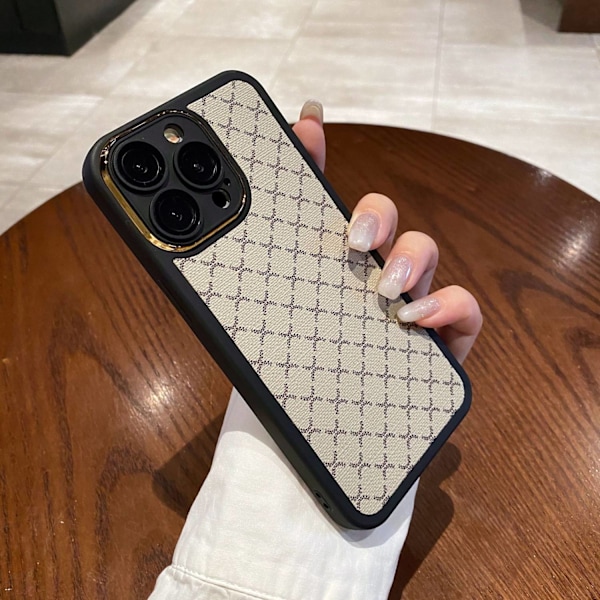 Kotelo iPhone 16 Plus -puhelimelle, valkoinen timanttikuvio, galvanoidulla pyöreällä linssisuojuksella ja korkealaatuisella nahkakuvioinnilla