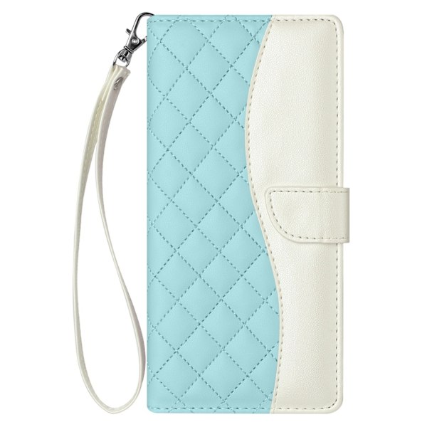 Etui til iPhone 13 Mintgrøn + hvid + kort snor ins Colorblock Diamond Wallet med kortholder Mixed Media