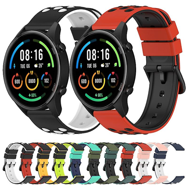 Musta Punainen Musta Punainen Kaksivärinen Silikoninen Kellonranneke yhteensopiva Xiaomi MI Watch Sport -kellon kanssa
