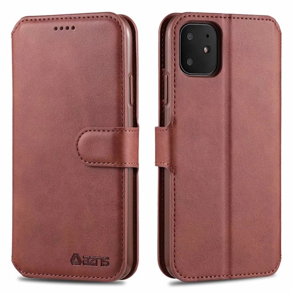 Etui til iPhone 13 Mini brun kalveskinds-pung med kortholder, flip, vintage, distressed