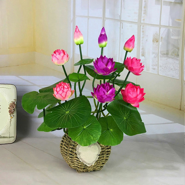 Kunstig Lotus Blomst Blad Realistisk Falsk Silkeblomst Bryllupsfest Rose Red