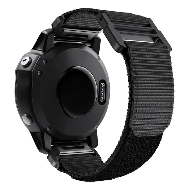 Sort Sort Nylon Urrem kompatibel med Garmin Fenix 7x