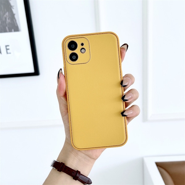 Fodral för iPhone 14promax Höst Poppel lädertextur elektroplätering Full-Body Lyx