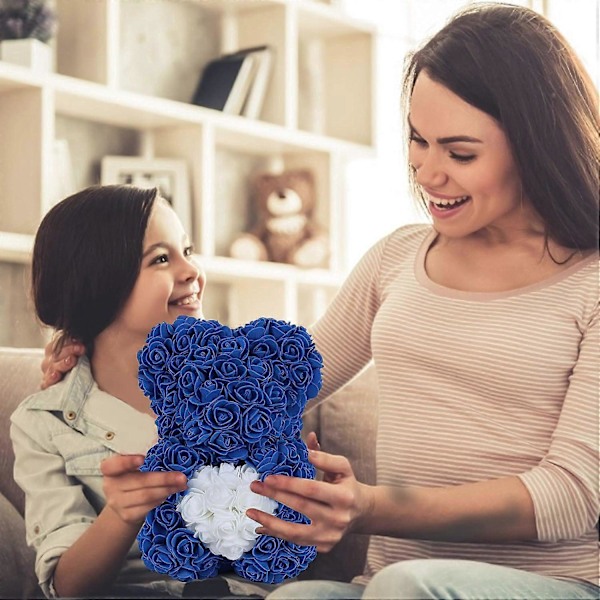 Rosbjörn med låda - Konstgjorda blommor Ros Teddybjörn - Rosbjörnen Royal Blue