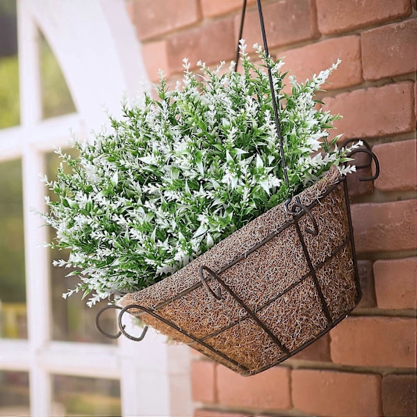 10 Bundter Kunstige Blomster Udendørs Falske Lavendelplanter (Lilla) White 18