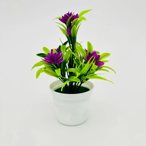 Konstgjorda Lotusblad: Set med 5 Små Krukväxter Bonsai för Utomhus- eller Inomhusdekoration – Perfekt för Purple Height 18CM*Width 11CM