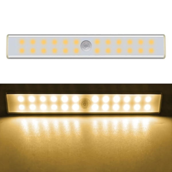 USB uppladdningsbar rörelsesensor Led för sovrum Köksgarderob Trappa 40 LED Warm White