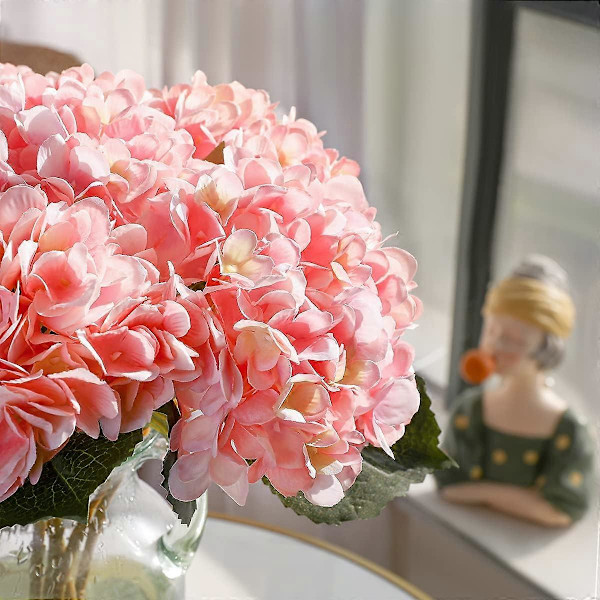 5 KPL Keinotekoisia Hortensia Silkkikukkia Yksittäinen Varsi Tekohortensia Kimppuja Juhliin Häihin Pöytäkoristeisiin Kodin Sisustukseen (Sininen) Pink