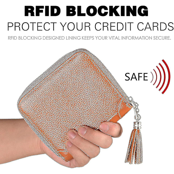 Naisten luottokorttikotelo vetoketjulla, nahkainen korttikotelo RFID-suojauksella_h