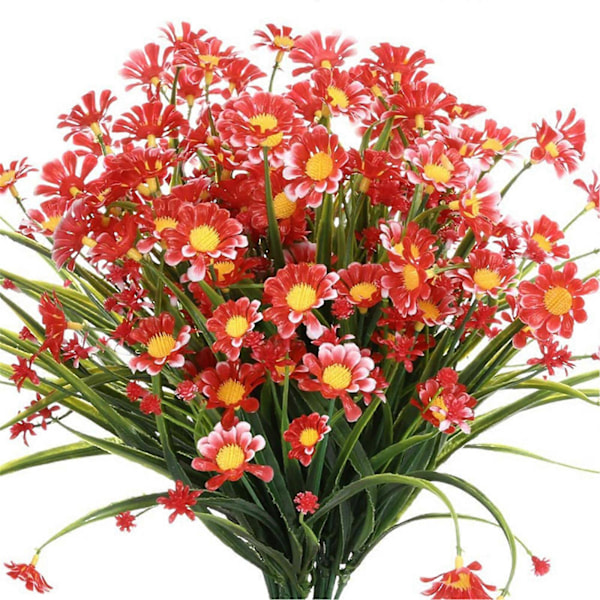 Simulerte blomster, falske blomster, Tusenfryd Krysantemum Hjemmedekorasjon Red