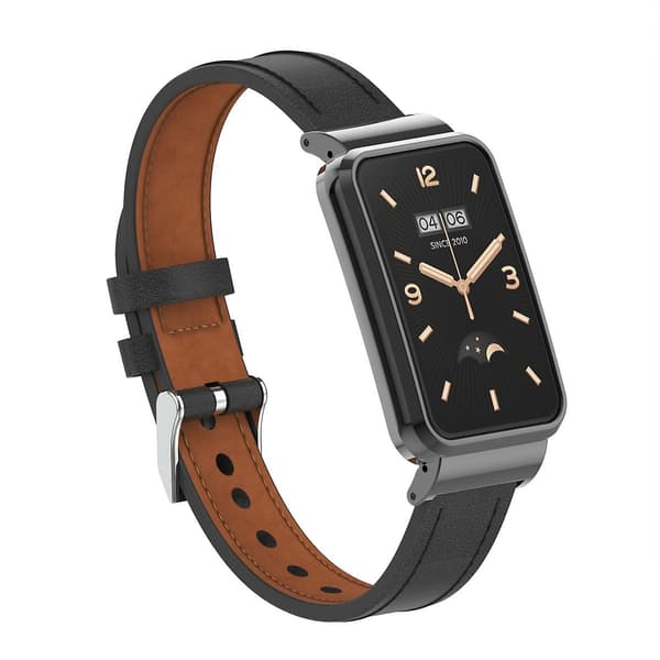 Sort Sort Mikrofiber Læder Urrem kompatibel med Xiaomi Mi Band 7 Pro