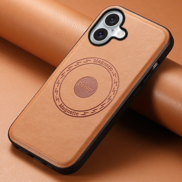 Fodral för iPhone 16 Pro Max Khaki Trådlös laddningsfunktion läder baksida
