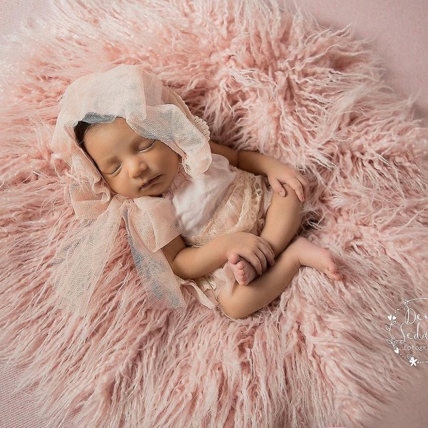 Mjuka pälsfiltar till rekvisita för nyföddfotografering Pale pink