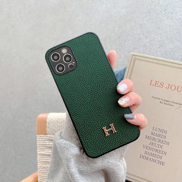 Fodral för iPhone 14pro grön Pebbled Korthållare