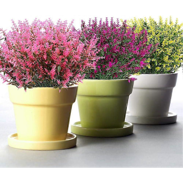 Kunstige buske 4-pak falske UV-resistente planter blomster, kunstige plastik klokkeblade grønt Pink 4 Pcs