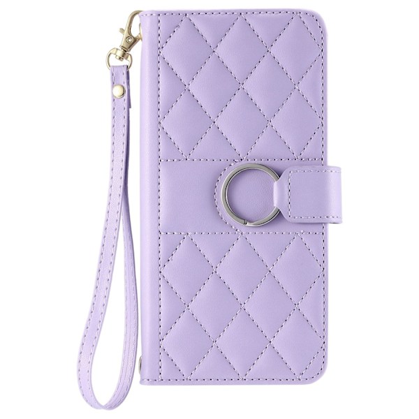 Fodral för iPhone 16plus Lila + kort rep Ring ins Plånbok med Korthållare Crossbody