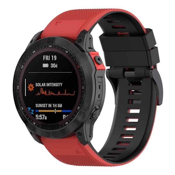 Rød Sort Rød Sort Silikone Urrem kompatibel med Garmin Fenix 7