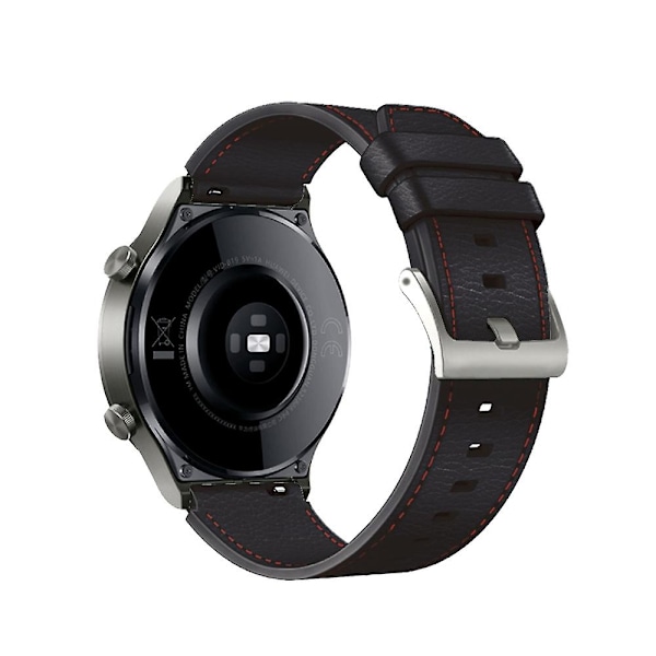 Black Red Lines nahkainen kellonranneke, yhteensopiva Huawei Watch Gt2 Pron kanssa