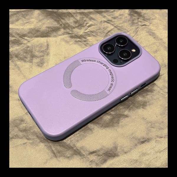 Etui til iPhone 16Pro Elegant lilla lær Magnetisk Magnetisk