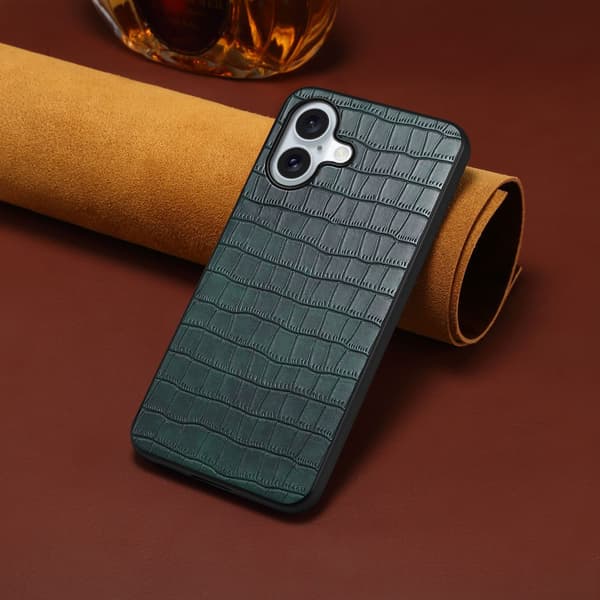 iPhone 13 -kotelo, vihreä krokotiilinnahka