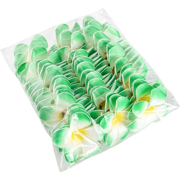 50 stk. 3,5\" Hawaiian Frangipani Kunstige Plumeria Blomster Hat Hårklemmer til Fest Strandferie Hjem Bryllupsdekoration (Blandede Farver) Green 3.5Inch