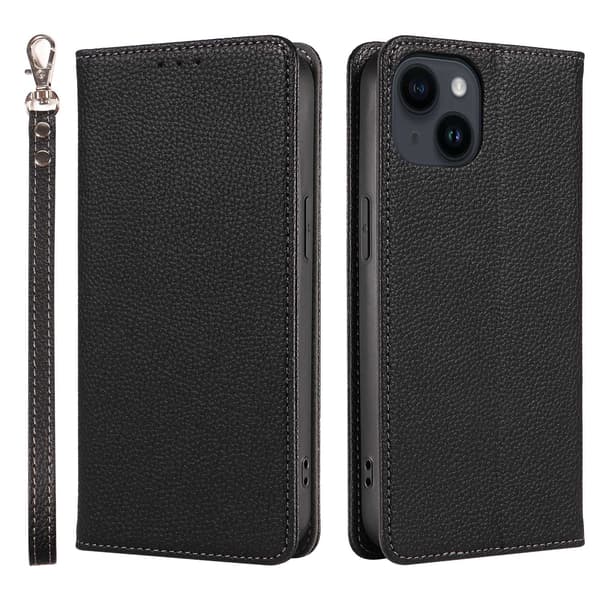 Etui til iPhone 16E svart Pebbled Magnetisk Flip