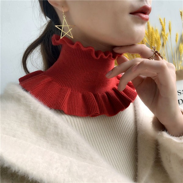 Dame falsk krage Avtakbar halvskjerf Pullover Dobbel Wood Hot red