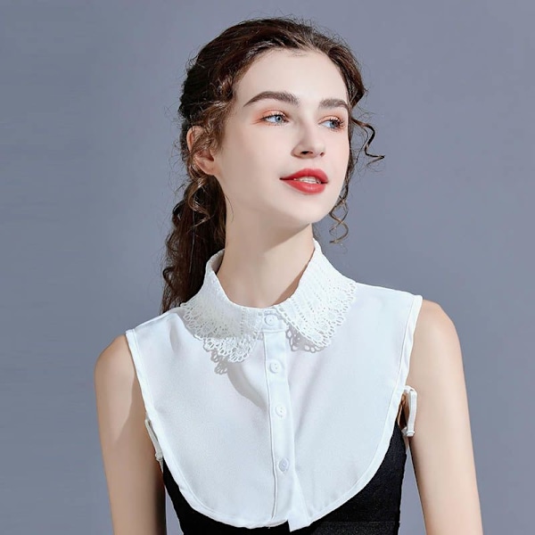 Dame falsk krave Aftagelig Multifunktionel Skjorte Decora Pure crochet (white)