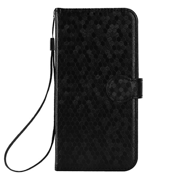 Etui til iPhone 15 Pro, sort, Polka Dot Wallet med kortholder, flip