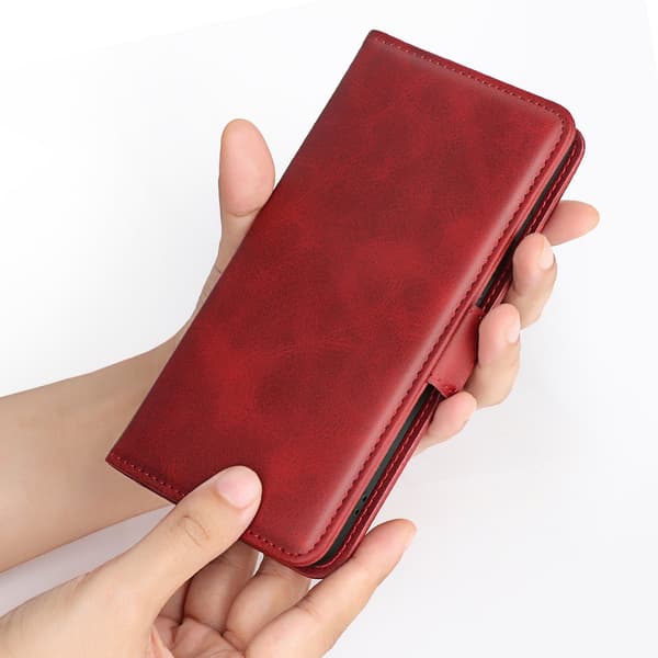 Etui til iPhone 16 Plus rød Tilpasset Lommebok med Kortholder business Flip