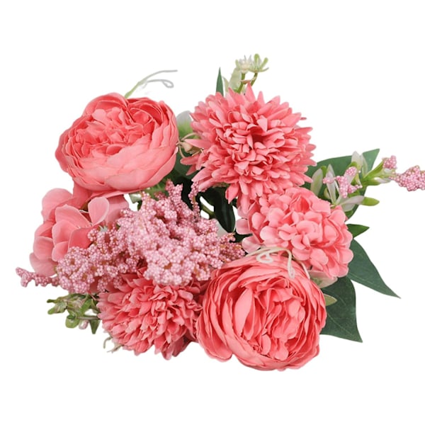 Kunstig Buket Levende Dekorativ Frisk Bordpynt Simulation Rose Boligindretning Dark pink