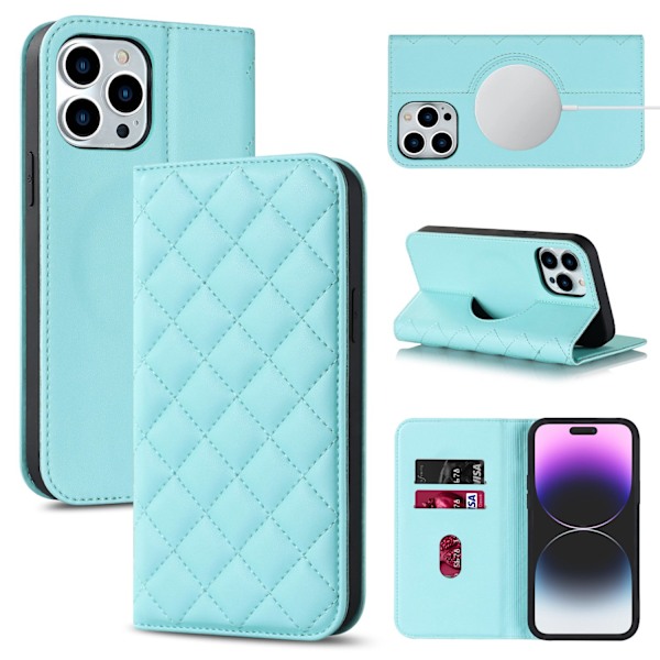 Etui for iPhone 13 6.1 støtter trådløs lading blå Trådløse ladere Magnetisk flip