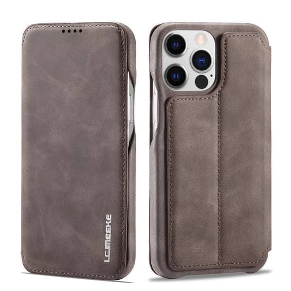 Etui til iPhone 14PRO Brun Mode Magnetisk Tegnebog med Kortholder