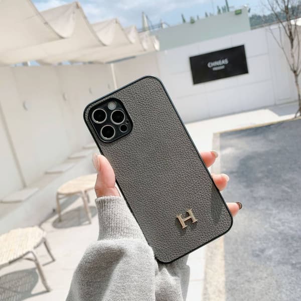 Etui til iPhone 14promax grå Pebbled kortholder