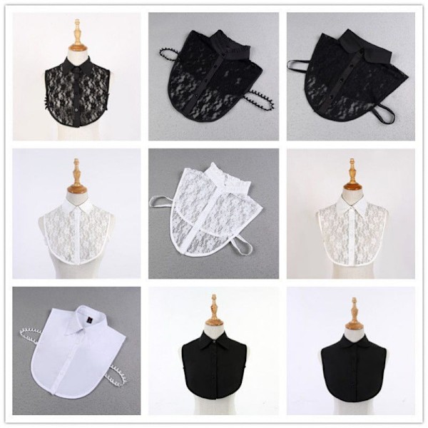 Lös krage för damer Ståkrage All-Match Spets Vår, Höst White lace stand collar-average size