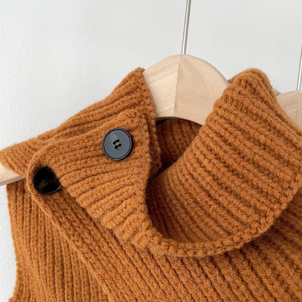 Naisten tekonuttu Irrotettava puoliksi neulottu huivi, joka sopii kaikkeen Pu:n kanssa Coffee color (including wool) 36cm