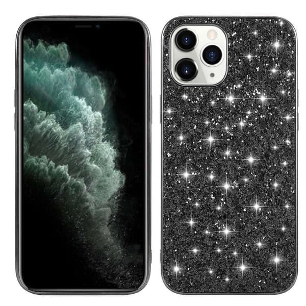 Etui til iPhone 15pro Flash Black Elektroplettering glitter glitterpasta lær