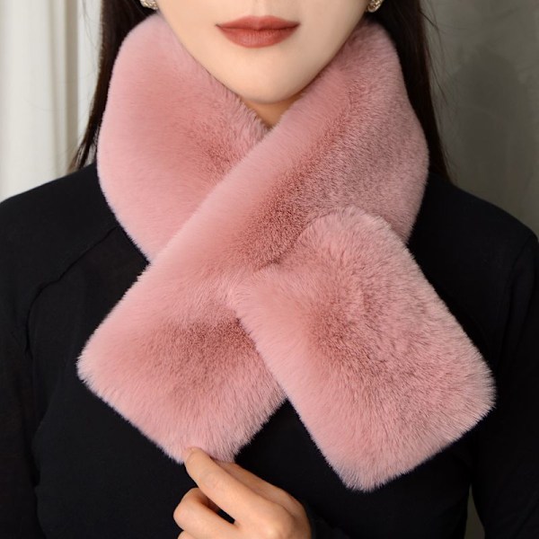 Dame falsk krage Avtakbar halv Vinter Plysj Fortykket Skjerf Beige