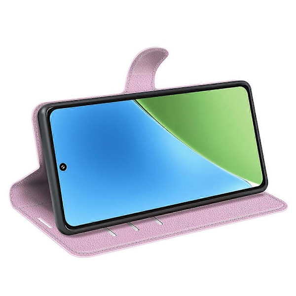 För Xiaomi 15 Fodral Litchi Textur Stötsäkert Läder Plånboks Telefonfodral Pink