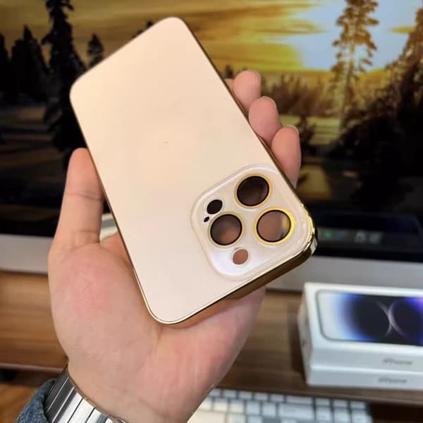 Fodral för iPhone 17 Pro Max Frostat Elektropläterad Linsdetalj Guld Noz25007