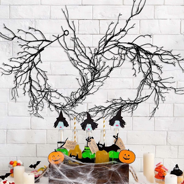 195CM Halloween Keinotekoinen Pajuviiniköynnös Sisä- ja ulkokäyttöön Koti Puutarha Seinäkoriste Teko Kuivattu Rotting Musta Oksa Koriste Juhlakoriste